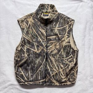 SASQUATCH Mossy Oak Camo Fleece Vest Zip Up Shadowgrass Outdoor Hunting Men